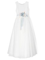 Mimilù robe longue à fleurs appliquées - Blanc