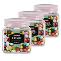 Plasticforte keuken voorraadpot - Set van 8x stuks - weckpot - roze - 800 ml - kunststof