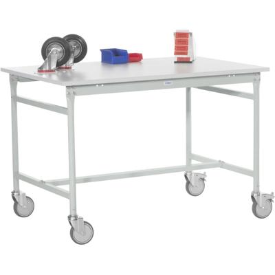 Manuflex BB4029.7035 Bijzettafel basismobiel met PVC-tafelblad in lichtgrijs RAL 7035, bxdxh: 1000 x 800 x 850 mm Grijs-wit (RAL 7035)