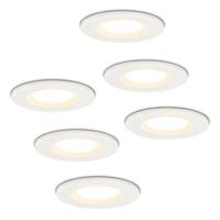 Set van 6 Venezia LED inbouwspots - 6 Watt 650 lumen - 2700K warm wit - Dimbaar - Rond - IP65 waterdicht - Wit - Voor binnen, buiten en badkamer