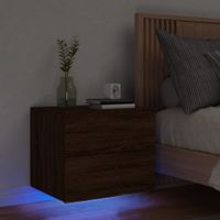 Nachtkastje met LED's wandgemonteerd bruineikenkleurig