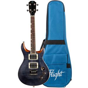 Flight Rock Series Vanguard Transparent Black elektrische solidbody tenor ukelele met gigbag