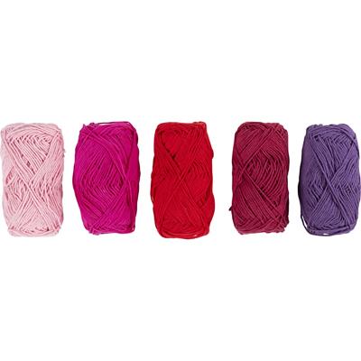 Creativ Company Katoengaren, afm 8/4, l: 5x50 m, paars/roze harmonie, 5x20 gr/ 1 doos