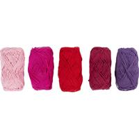 Creativ Company Katoengaren, afm 8/4, l: 5x50 m, paars/roze harmonie, 5x20 gr/ 1 doos