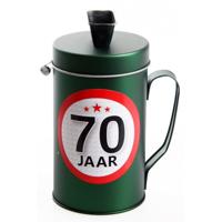 Spaarpot - 70 jaar verjaardag cadeau - Blik met sticker