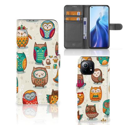 Xiaomi Mi 11 | Telefoonhoesje | Met pasjeshouder | Vrolijke Uilen
