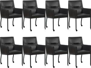 Set van 8 Donkerbruine leren moderne eetkamerstoelen Lucky - Granada leer Ebony (donkerbruin leer)