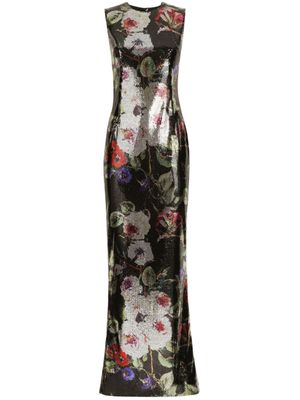 Dolce & Gabbana robe longue à fleurs - Noir