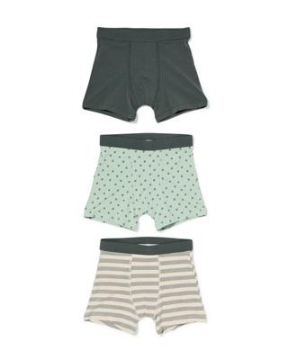 HEMA Kinderboxers Stretch Katoen Stippen - 3 Stuks Lichtgroen (lichtgroen)