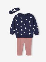Personaliseerbare sweater + legging + haarband babymeisje marineblauw
