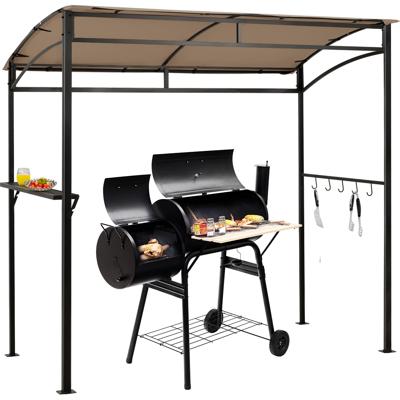 Grillpaviljoen Weerbestendig Metalen Frame met Rek & Haken 216 x 134 x 211 cm Bruin