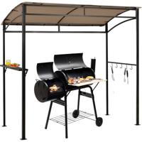 Grillpaviljoen Weerbestendig Metalen Frame met Rek & Haken 216 x 134 x 211 cm Bruin
