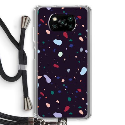 Dark Rounded Terrazzo: Xiaomi Poco X3 NFC Transparant Hoesje met koord