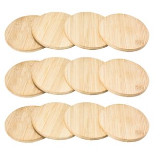 Set van 12 glazenonderzetters bamboe hout 10 cm