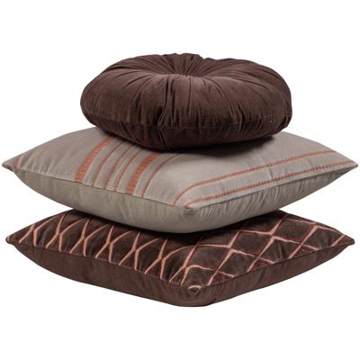 WOOOD Kussen 'Aziz' Set van 3 stuks, kleur Bruin