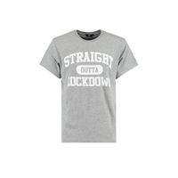 America Today T-shirt Eddy varsity met tekst grijs melange - thumbnail