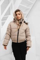 Malelions Signature Puffer Winterjas Dames Beige - Maat M - Kleur: Beige | Soccerfanshop