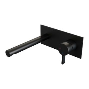 Brauer Black Edition Wastafelmengkraan inbouw - rechte uitloop links - hendel middel dik - afdekplaat - model E 1 - mat zwart 5-S-004-S1