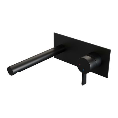 Brauer Black Edition Wastafelmengkraan inbouw - rechte uitloop links - hendel middel dik - afdekplaat - model E 1 - mat zwart 5-S-004-S1