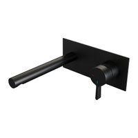 Brauer Black Edition Wastafelmengkraan inbouw - rechte uitloop links - hendel middel dik - afdekplaat - model E 1 - mat zwart 5-S-004-S1
