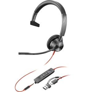 HP Poly Blackwire C3315-M On Ear headset Computer Kabel Mono Zwart Ruisonderdrukking (microfoon), Noise Cancelling Headset, Volumeregeling, Microfoon