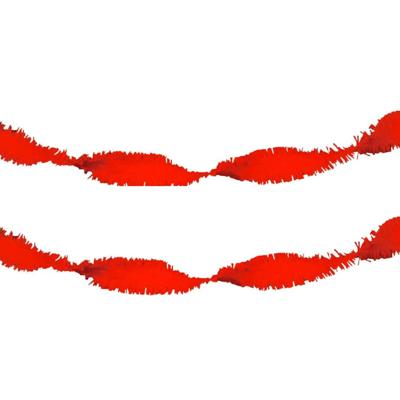 Folat Feest/verjaardag versiering - 2x - crepe slingers - rood - 24 mtr - papier - feestartikelen