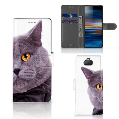 Sony Xperia 10 | Telefoonhoesje | Met pasjeshouder | Kat