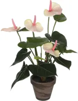 Mica Decorations kunstplant anthurium 40cm lichtroze