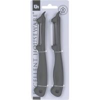 Dunschiller/aardappelmesje - 2x stuks - van kunststof - grijs - keuken gerei Dunschiller/aardappelmesje - 2x stuks - van kunststof - grijs - keuken gerei