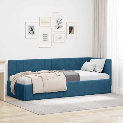 Hoekbedframe met hoofdeinde Blauw 80 x 200 cm Fluweel