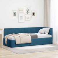 Hoekbedframe met hoofdeinde Blauw 80 x 200 cm Fluweel