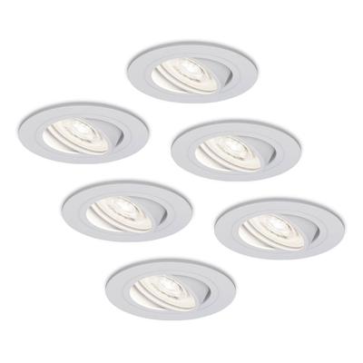 Set van 6 Pittsburg LED inbouwspots - Extra plat 58mm - GU10 LED Module - 6000K daglicht wit - Dimbaar - Rond - Kantelbaar - Voor binnen - Wit Set van 6 Pittsburg LED inbouwspots - Extra plat 58mm - GU10 LED Module - 6000K daglicht wit - Dimbaar - Rond - Kantelbaar - Voor binnen - Wit