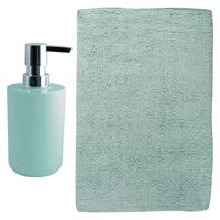 MSV badkamer droogloop mat - Napoli - 45 x 70 cm - met bijpassend zeeppompje - mintgroen