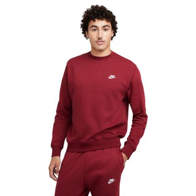 Nike Sportswear Club Fleece Crew Sweater Donkerrood Wit Nike Sportswear Club Fleece Crew Sweater Donkerrood Wit