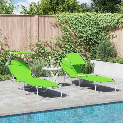 Ligstoel 2-persoon 2 pcs Groen 58 x 188 x 77cm Stof