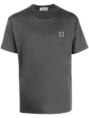 Stone Island t-shirt en coton à patch Compass - Gris