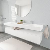 Mondiaz Alan badmeubel 200 cm talc 2 lades vrijhangend wastafel dubbel 2 kraangaten wit
