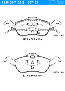 Remblokkenset, schijfrem ATE, u.a. für Ford