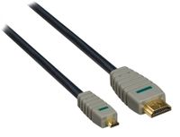 Bandridge 2m HDMI HDMI kabel HDMI Type A (Standaard) HDMI Type D (Micro) Zwart, Grijs - thumbnail