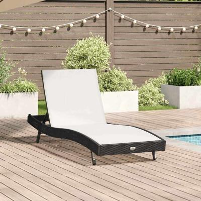 Ligstoel Zwart en Wit 70 x 197 x 82 cm Poly Rattan en Metaal