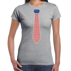 Verkleed t-shirt voor dames - Amerikaanse stopdas - grijs - themafeest