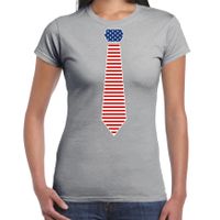 Verkleed t-shirt voor dames - Amerikaanse stopdas - grijs - themafeest