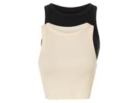 esmara 2 korte dames tops (L (44/46), Zwart/beige) - thumbnail