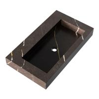 Brauer Coral Wastafel - 80 cm - met 1 Spoelbak en 0 Kraangaten - Marmerlook Copper Brown