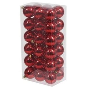 Kerstballen - 36x st - rood - D6 cm - kunststof - glans - kerstversiering