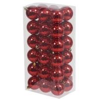 Kerstballen - 36x st - rood - D6 cm - kunststof - glans - kerstversiering - thumbnail