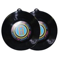 2x Plastic LP grammofoonplaat wanddecoratie 48 cm