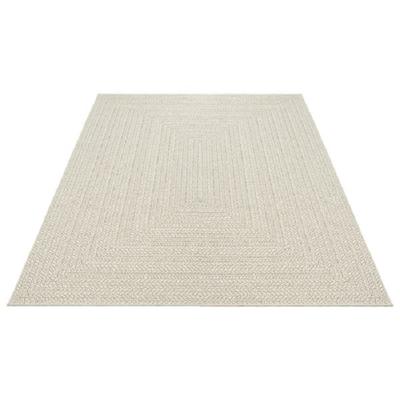 Buitentapijt jute look| Rechthoekig met vierkant patroon| natuurlijke look voor tuin, balkon of terras | Weer- en UV-bestendig Tuintapijt-160 x 230 cm