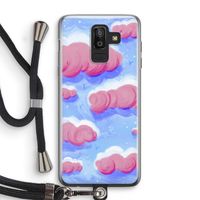 Roze wolken met vogels: Samsung Galaxy J8 (2018) Transparant Hoesje met koord