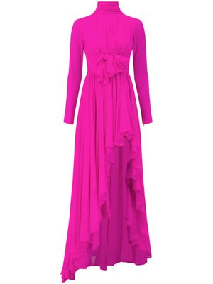 Giambattista Valli robe longue asymétrique en soie mélangée à design drapé - Rose